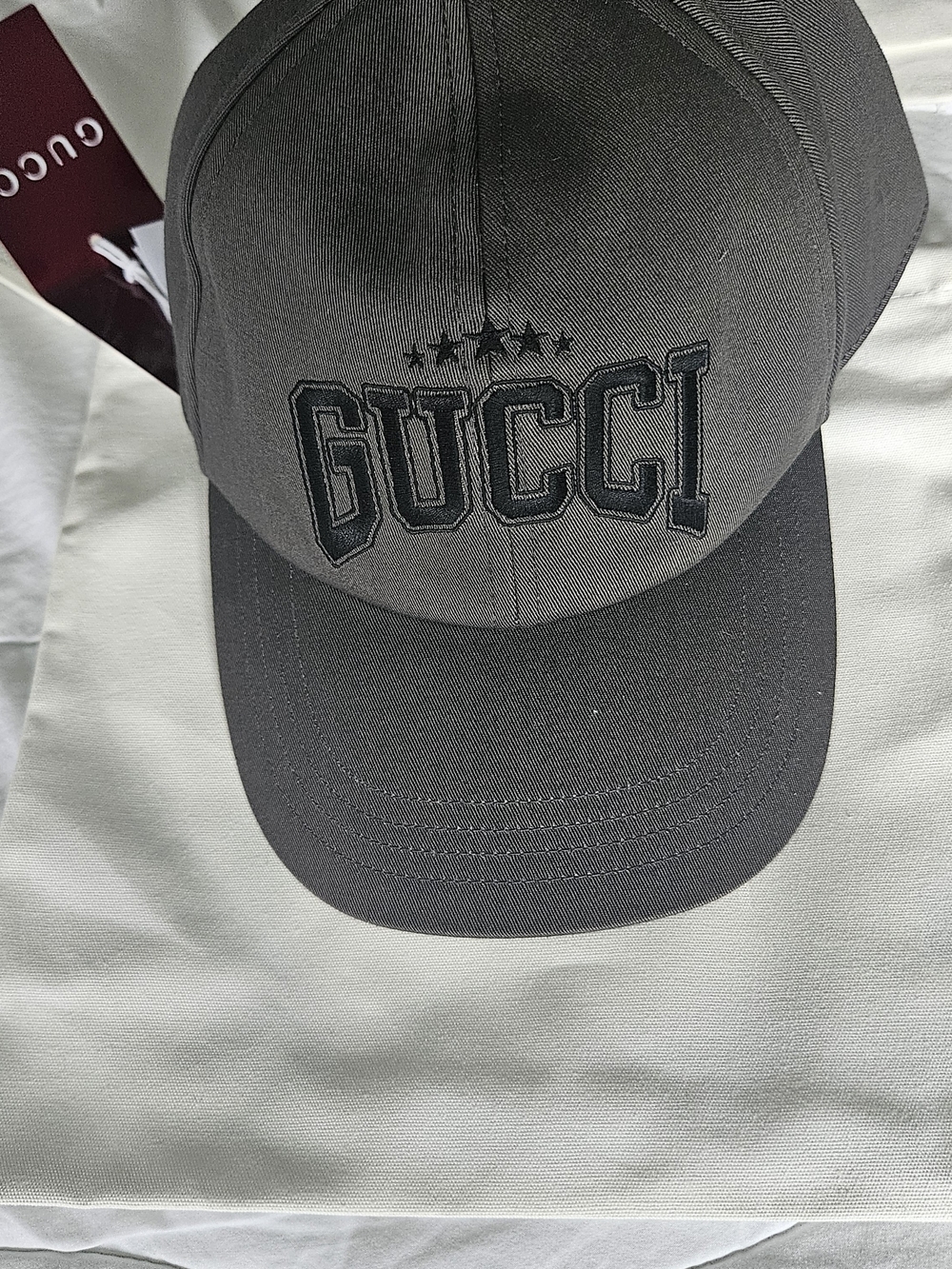 Gucci Gray Embroidered Logo Baseball Cap